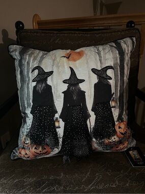 Cynthia Rowley Three Witches Halloween Pillow